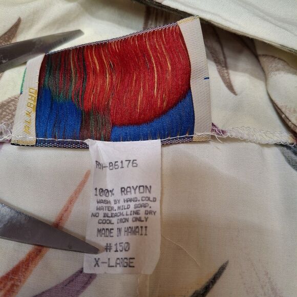 Vtg Paradise Found XL Rayon Cream Floral Hawaiian Sleeveless Dress Vacation - Picture 7 of 9